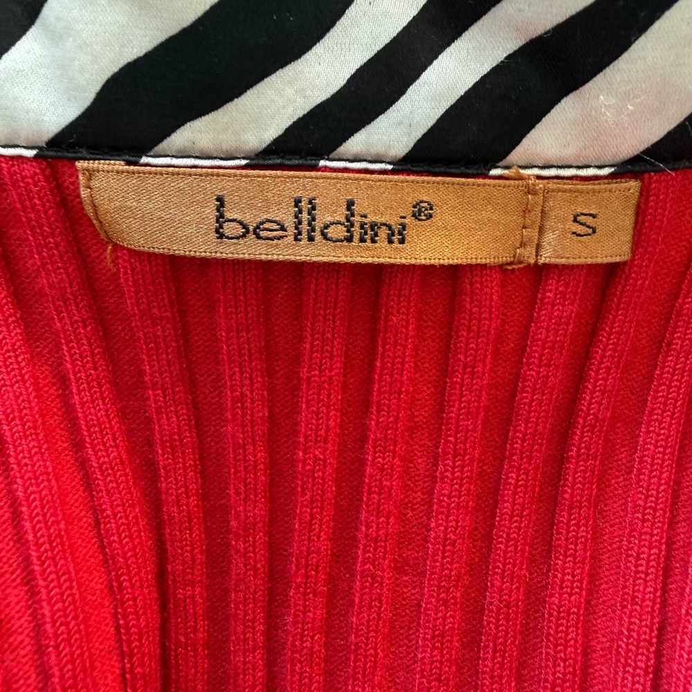 Y2K Belldini Ribbed Zip Top‎ Women's Small Red Zebra Collar Rhinestone - Picture 7 of 7